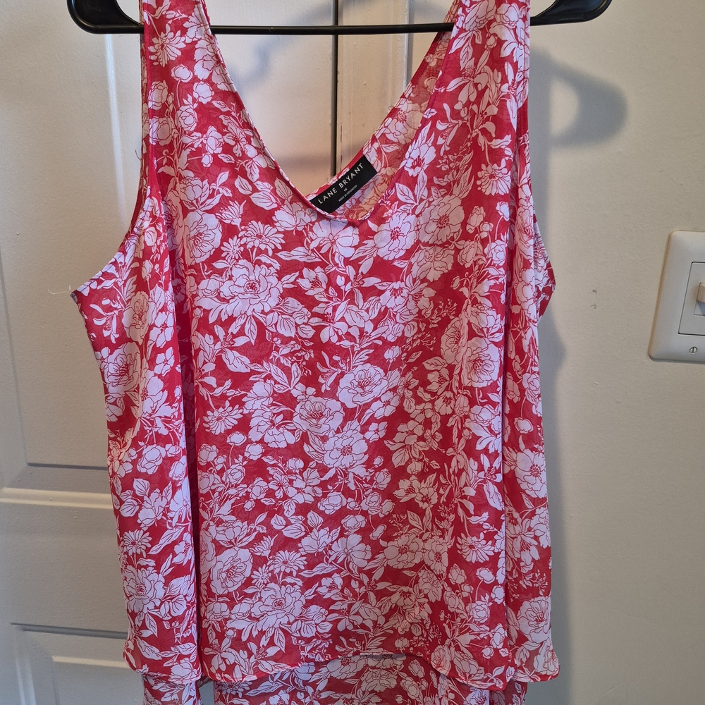 Lane Bryant Pink Floral Sleeveless Blouse